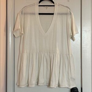 Truly Madly Deeply, Heather Gray, V-Neck Peplum Top, Size Medium